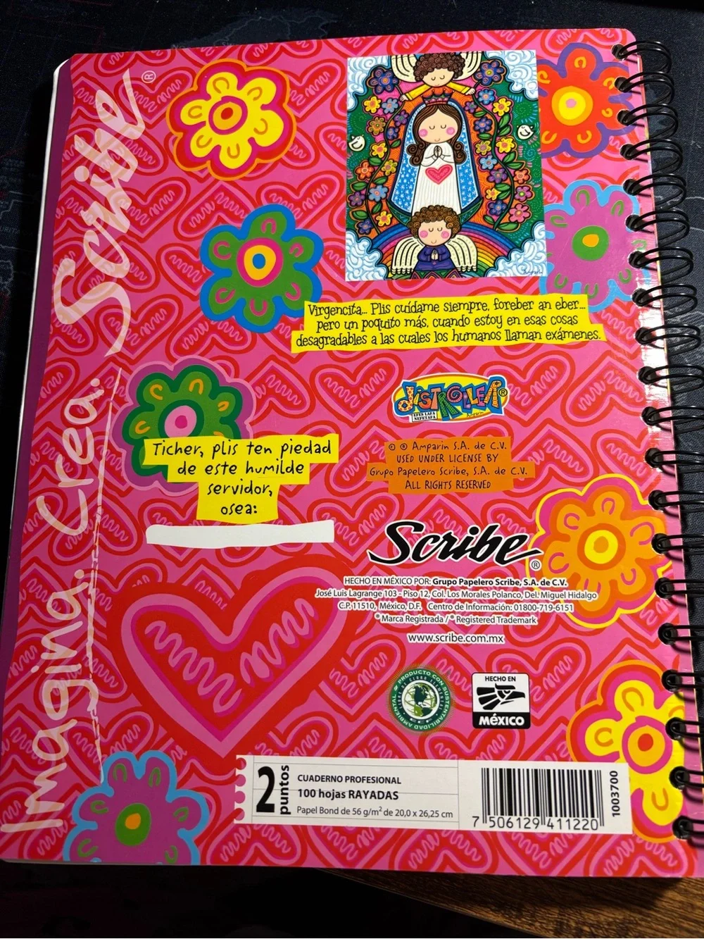 Scribe Notebook: Virgen Del Carmen Funny Spanish Sayings. Designed by Distroller